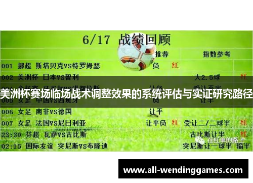 美洲杯赛场临场战术调整效果的系统评估与实证研究路径